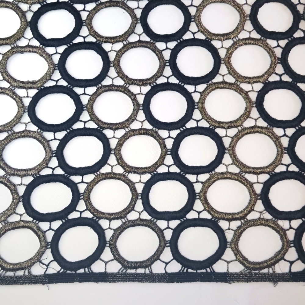 Thick Black & Metalic Gold Circle Lace.